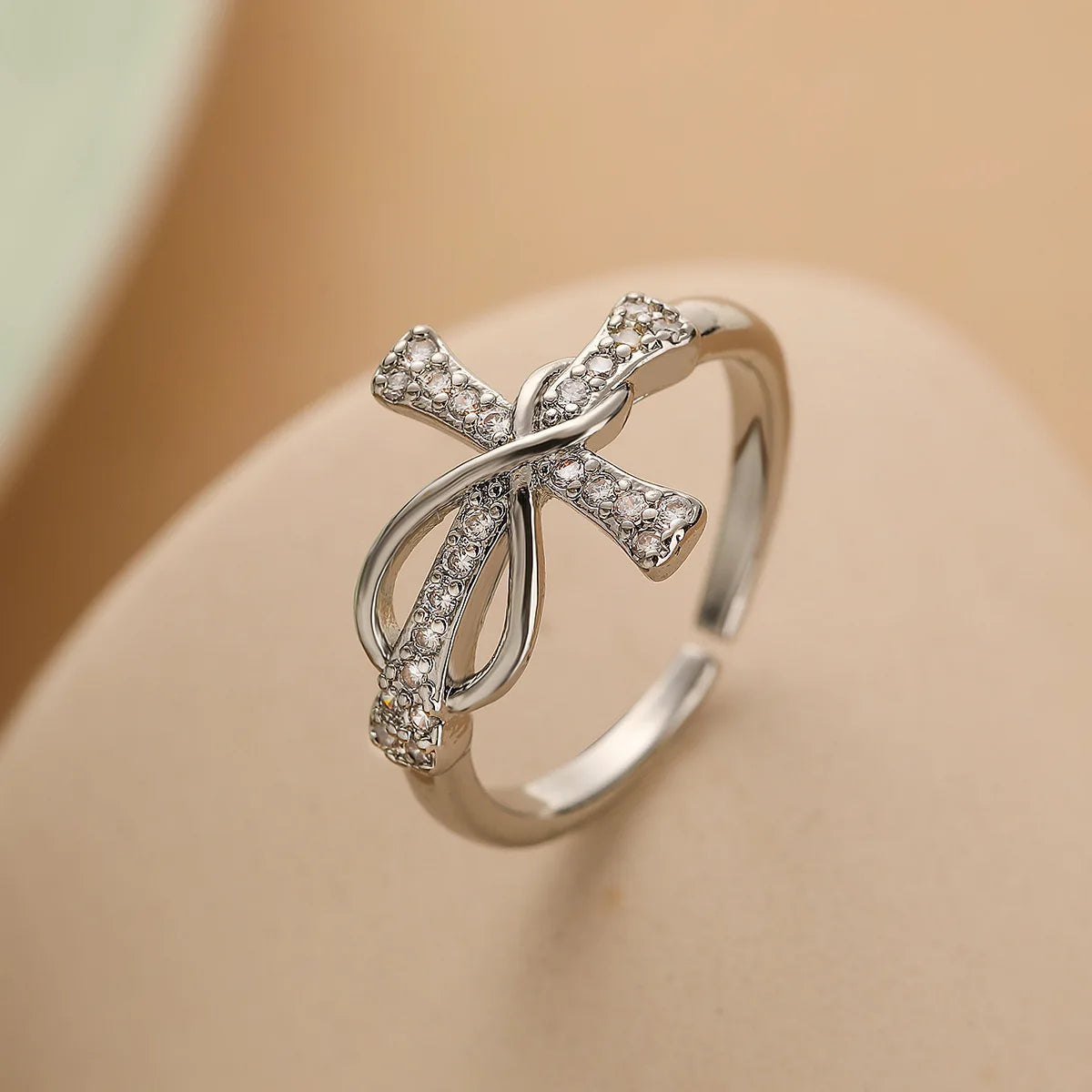 Bijoux Chrétien - Bague Plaquée Or 18K Brillante CZ Zircon, pour Femmes