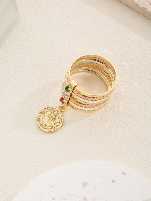 Bijoux Chrétiens - Bague pendentif à trois couleurs pour religieux