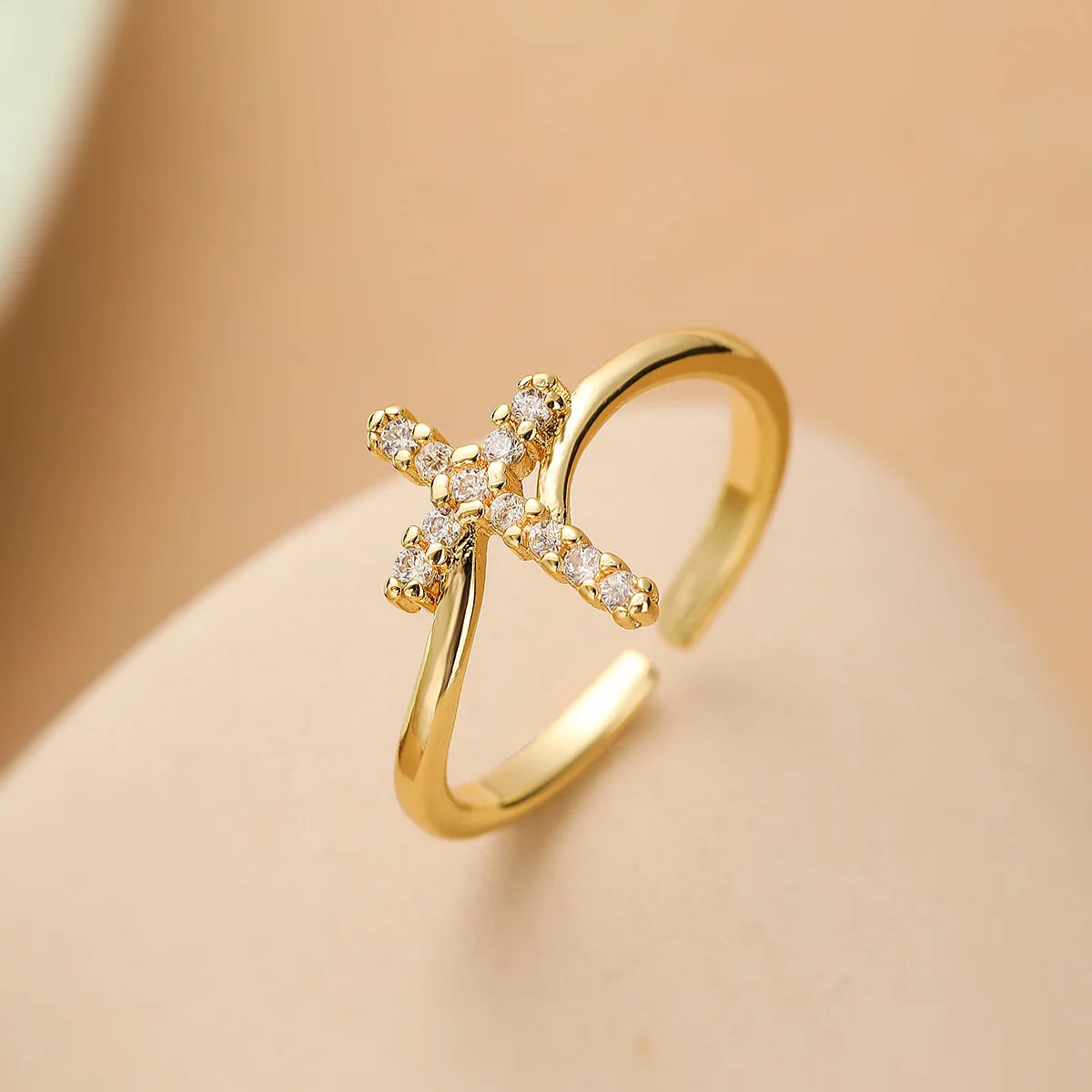 Bijoux Chrétien - Bague Plaquée Or 18K Brillante CZ Zircon, pour Femmes