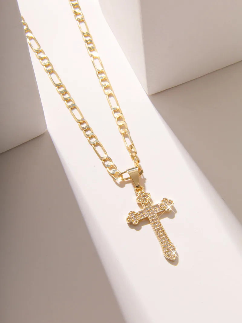 Bijoux Chrétiens - Collier avec pendentif croix accompagné de pierres