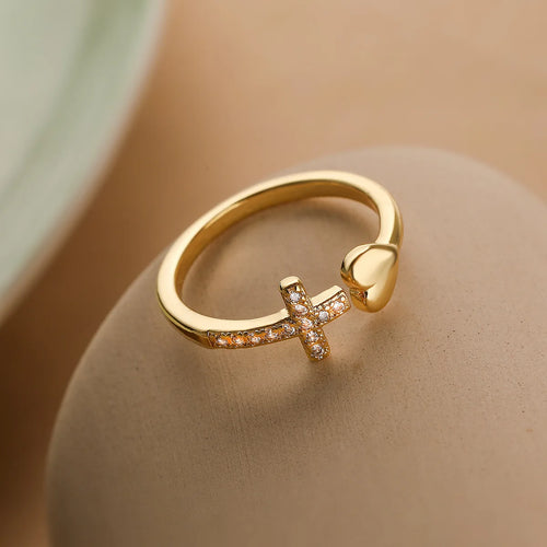 Bijoux Chrétien - Bague Plaquée Or 18K Brillante CZ Zircon, pour Femmes